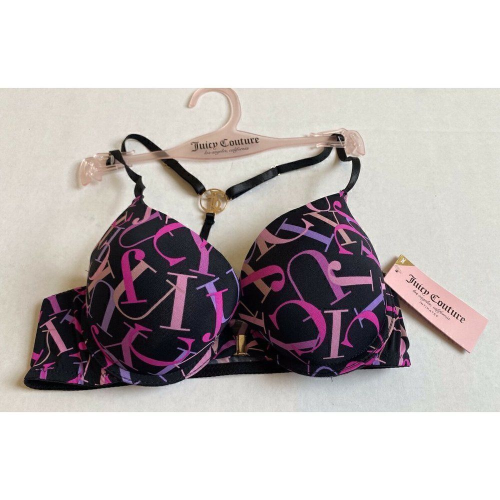 Juicy Couture Sexy Push Up Bra 34C Logo Scatter